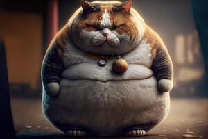 lazy ultra fat cat illustration photo