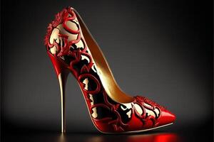valentine day red women shoes with high heels photo