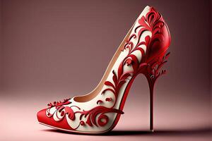 valentine day red women shoes with high heels photo