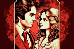 Happy Valentines Day romantic greeting card retro style photo