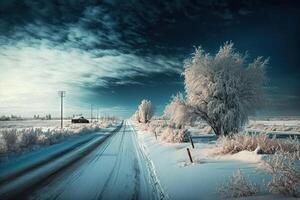 muy frío clima en America paisaje unido estados en invierno ilustración generativo ai foto