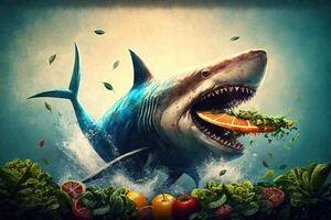 Vegetarian Veggie shark illustration photo