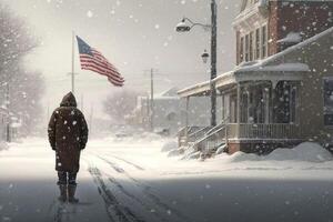 very cold weather in america landscape united states in winter illustration photo