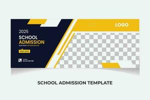 School Admission Social Media Cover and Web Banner Template, Back to School Cover Design Template vector