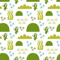 Seamless pattern with seaweed. Vector background with a marine theme.