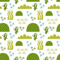 Seamless pattern with seaweed. Vector background with a marine theme.