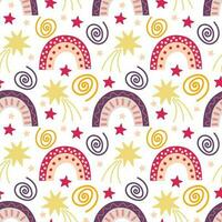 Seamless pattern with rainbow. Vector background with a birthday theme.