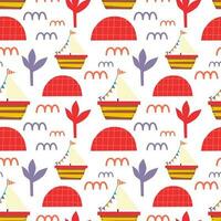 Seamless pattern with boats. Vector background with a marine theme.
