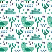 Seamless pattern with birds abstract elements. Vector background with a marine theme.