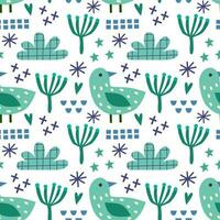 Seamless pattern with birds abstract elements. Vector background with a marine theme.