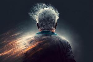 Old man running at lightspeed illustration photo