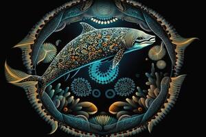 dolphin Animal mandala fractal illustration photo