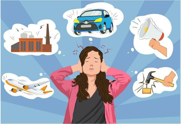 Noise pollution, Harmful sounds causing disturbances, affecting health and environment