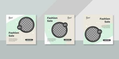 Fashion promotion social media post templates vector