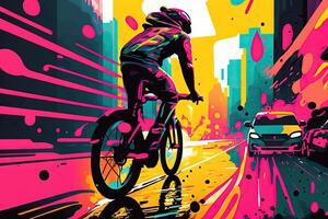 World car free day template with people and bicycle illustration photo