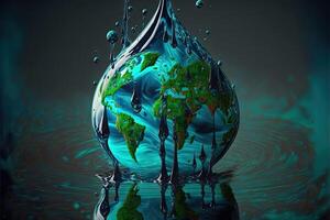 World water day. Globe Concept design for planet earth made of water illustration photo