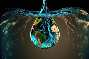 World water day. Globe Concept design for planet earth made of water illustration photo