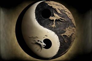 yin yang hecho de máscara mundo teatro día resumen ilustración generativo ai foto