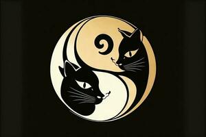 Yin Yang Cat made cute black and white cats in yinyang shape. illustration Genrative ai photo