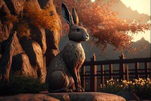 year of the rabbit 2023 hare chines oroscope illustration photo