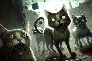 zombi gatos ilustración generativo ai foto