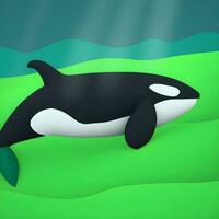 orca killer whale on green photo