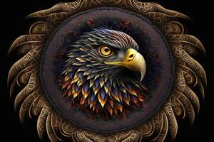 águila animal mandala fractal ilustración generativo ai foto