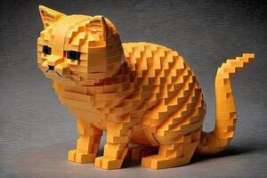 cat made of plastic bricks illustration photo