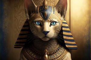 cat as egyptian pharaoh illustration photo