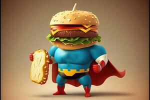 hamburguesa superhéroe súper héroe ilustración generativo ai foto