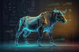 Bull as Symbol of trading on the stock market Is on the rise, Bull Market Signal, Global Trading illustration photo