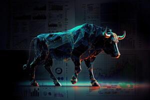 toro como símbolo de comercio en el valores mercado es en el elevar, toro mercado señal, global comercio ilustración generativo ai foto