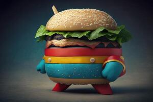 hamburguesa superhéroe súper héroe ilustración generativo ai foto