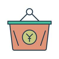 icono de vector de cesta de yenes