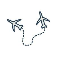 icono de vector de vuelos de viaje redondo