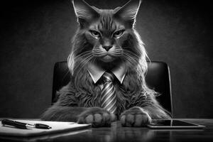 business analyst financial advisor cat working job profession illustration photo