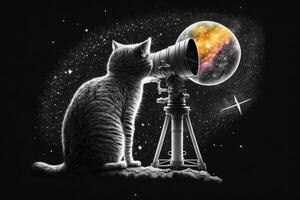 Astronomer cat working job profession illustration photo