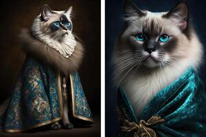 cat Modeling for a luxury line of high end cat clothing illustration photo