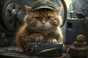 mechanic cat working job profession illustration photo