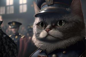 cat as policeman illustration photo