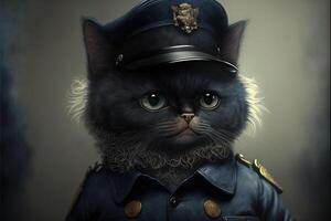 cat as policeman illustration photo