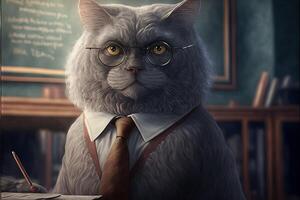 cat university professor illustration photo