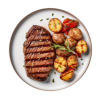 Gilled beef steak and potatoes Illustration png