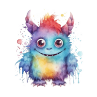 Cute watercolor monster. Illustration png