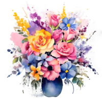 aquarelle fleur bouquet. illustration ai génératif png