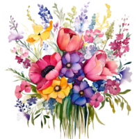 Watercolor flower bouquet. Illustration png