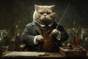 Orchestra director cat working job profession illustration photo