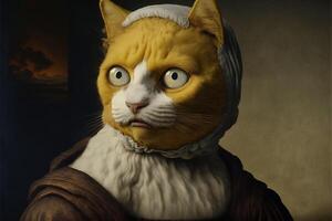 homer greek poet Cat as famous historic character illustration photo