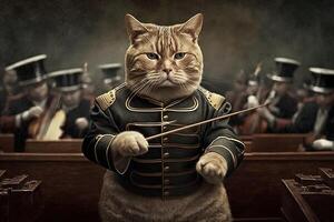 Orchestra director cat working job profession illustration photo