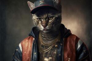 Rapper Cat Illustration photo